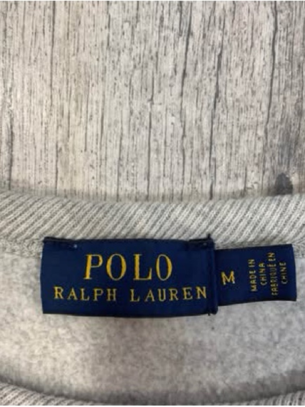 Ralph Lauren Polo long sleeve sweatshirt crop top grey print in front medium - Picture 3 of 5
